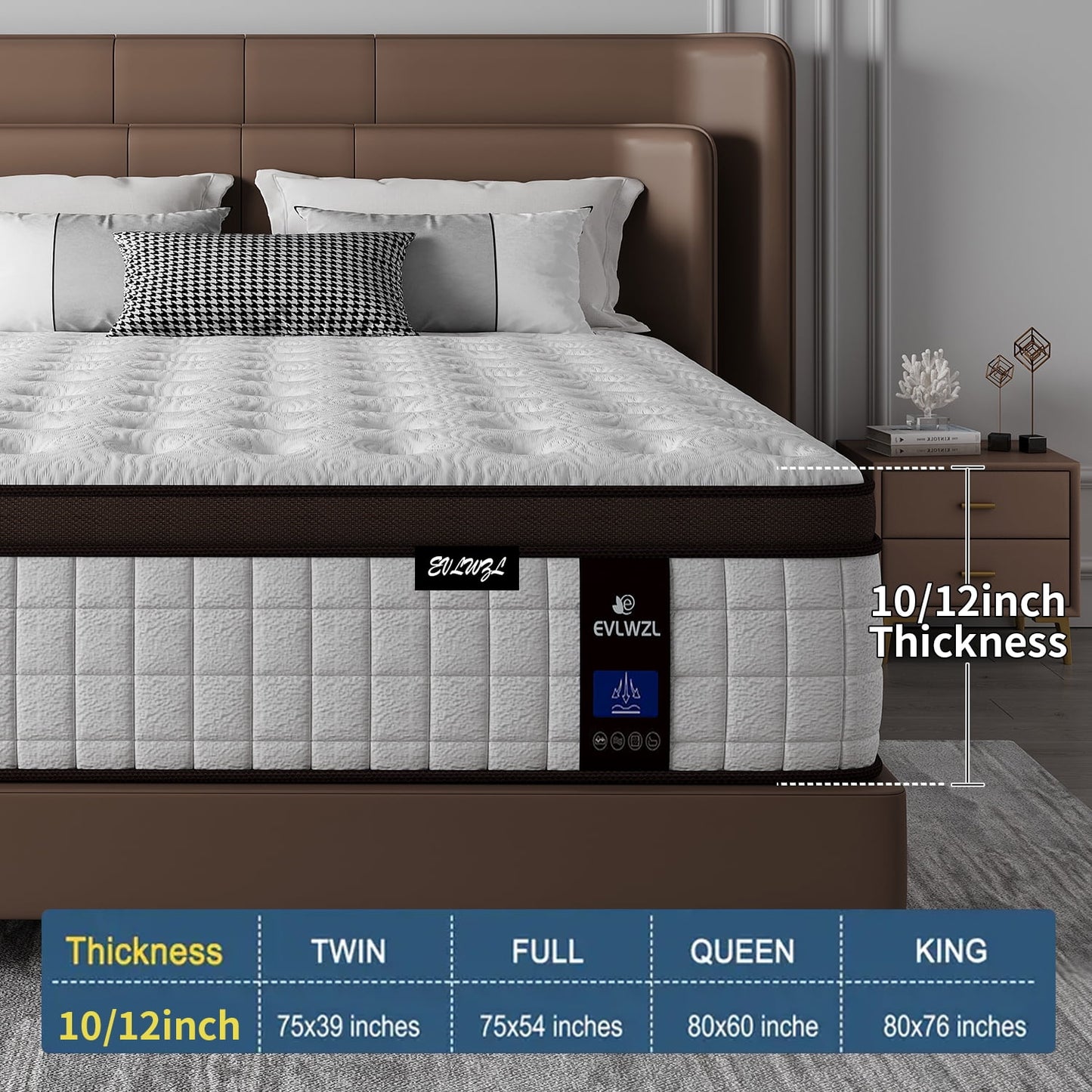 Twin Mattress, 12" Gel Memory Foam & Pocket Spring Hybrid Mattress in a Box, Medium Firm, CertiPUR-US Certified