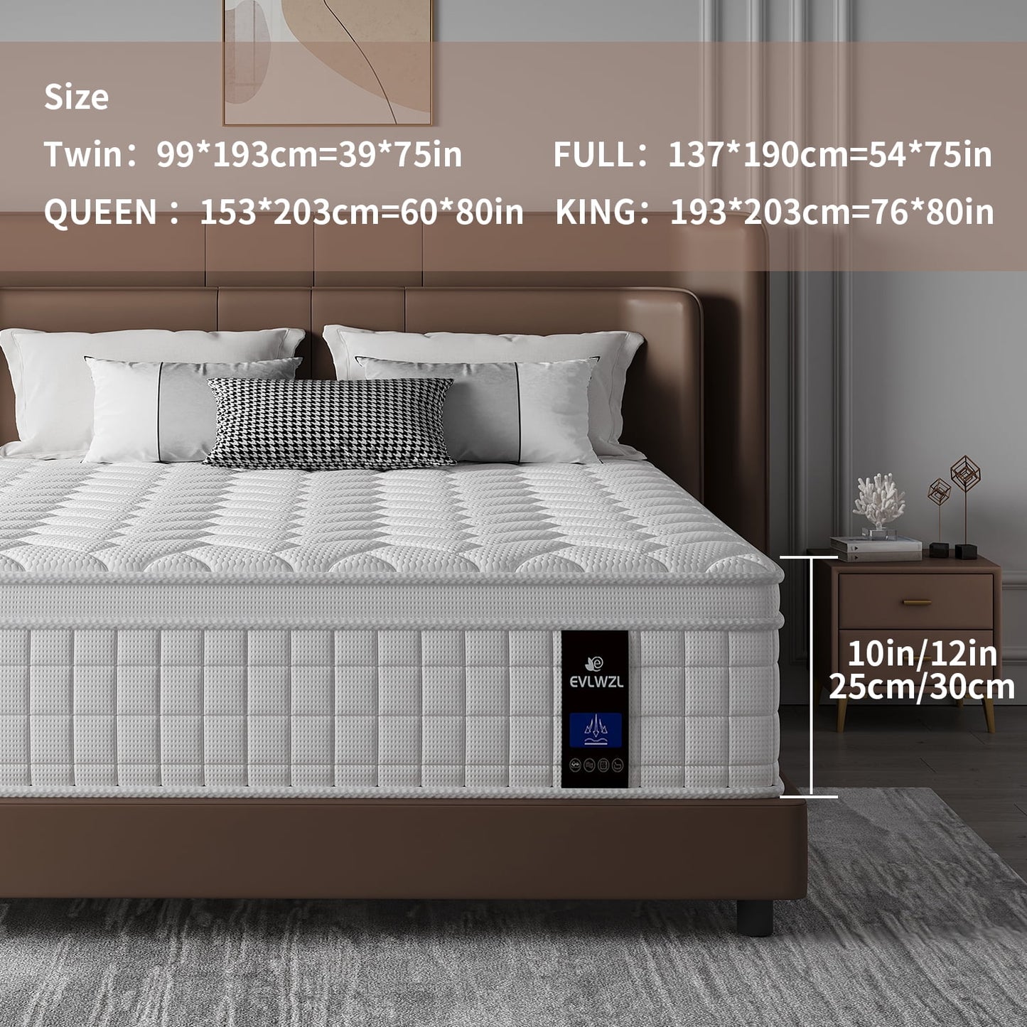 Queen Mattress, 10 Inch Mattress Queen Size, Individual Pocket Spring and Foam Mattress in a Box