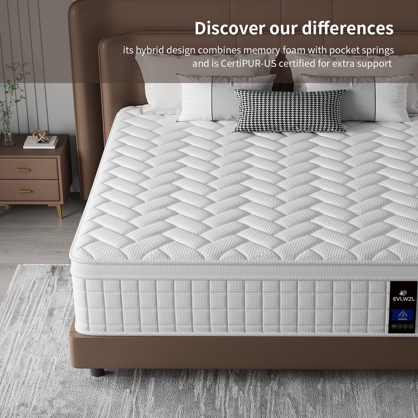 King Mattress, 12 Inch Hybrid Gel Memory Foam Mattress with Individually Wrapped Pocket Coils, Medium Firm Support, Pressure Relief, Mattress in a Box