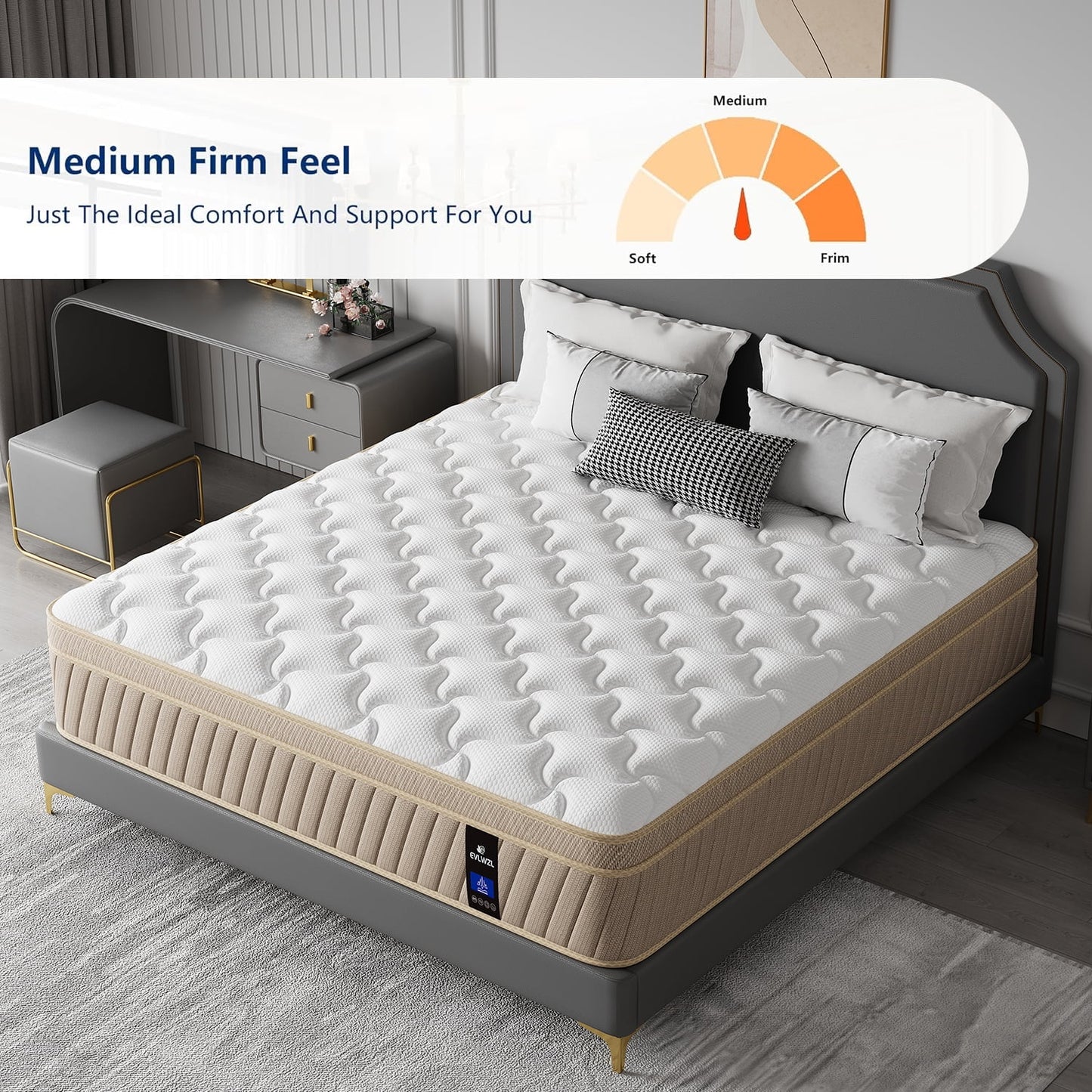 10"12" Twin Full Queen Size Mattress in a Box Hybrid Pocket Spring Memory Foam