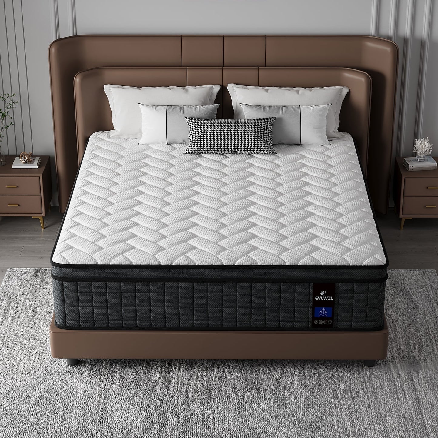 EVLWZL 10 inch Queen Mattress in a Box, Cooling Gel Infused Memory Foam Hybrid Mattress, Pocket Spring, Medium