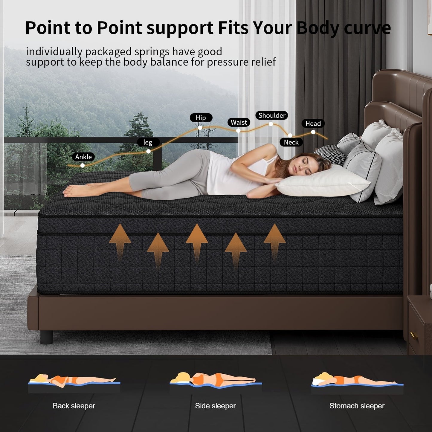 EVLWZL 12 Inch King Mattress, Medium Pillow Top Hybrid Mattress-in-a-Box