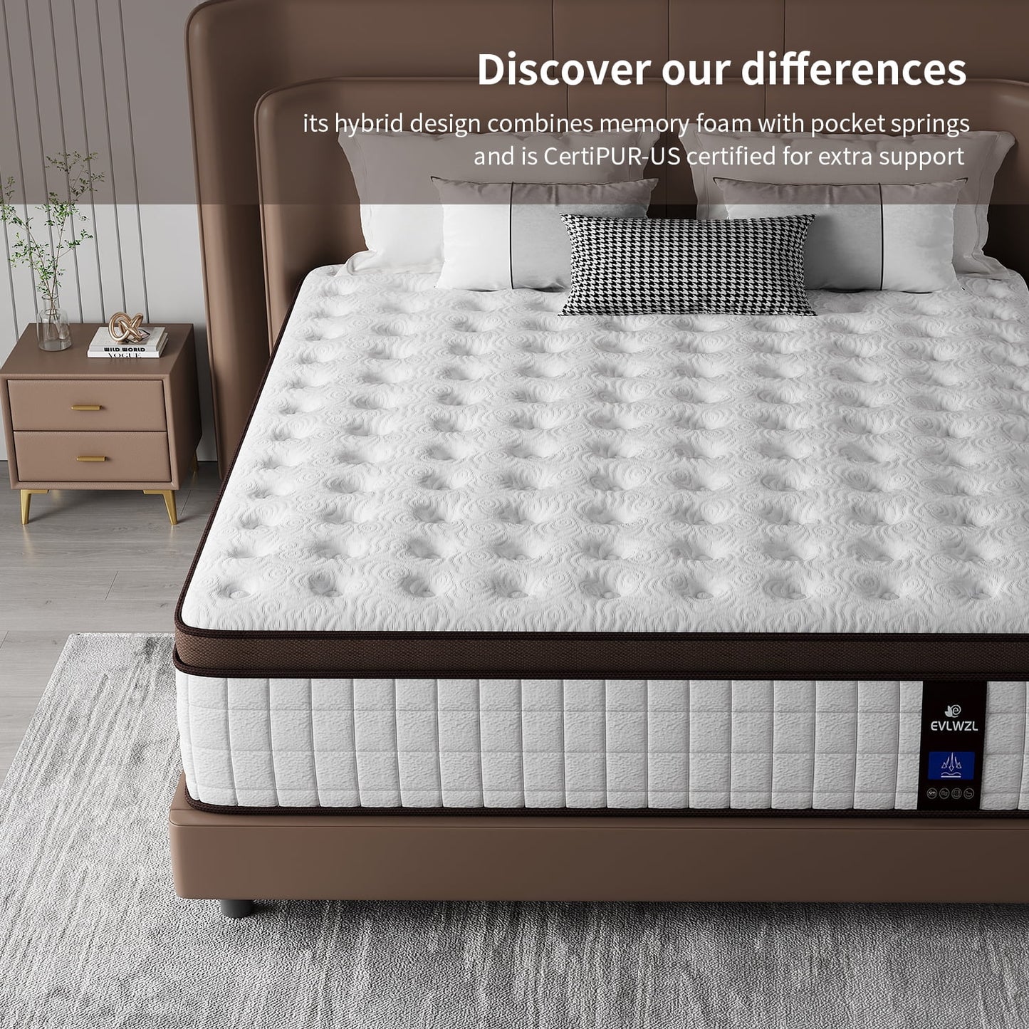 Twin Mattress, 12" Gel Memory Foam & Pocket Spring Hybrid Mattress in a Box, Medium Firm, CertiPUR-US Certified