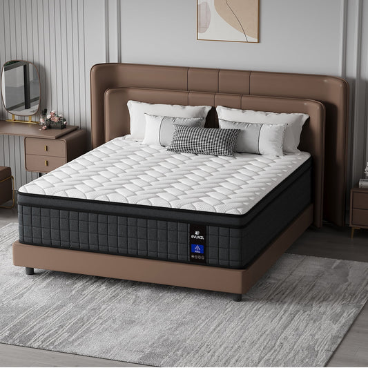 EVLWZL 12 inch Full Mattress in a Box, Cooling Gel Infused Memory Foam Hybrid Mattress, Pocket Spring, Medium