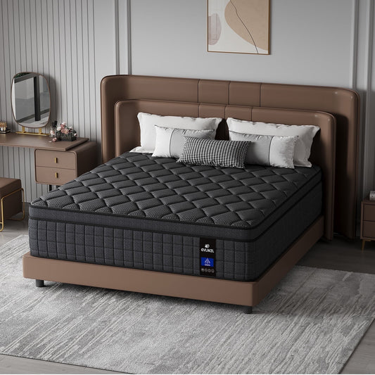 EVLWZL Black Cooling Gel Memory Foam Mattress, 10 inch Queen Mattress in a Box, Firm