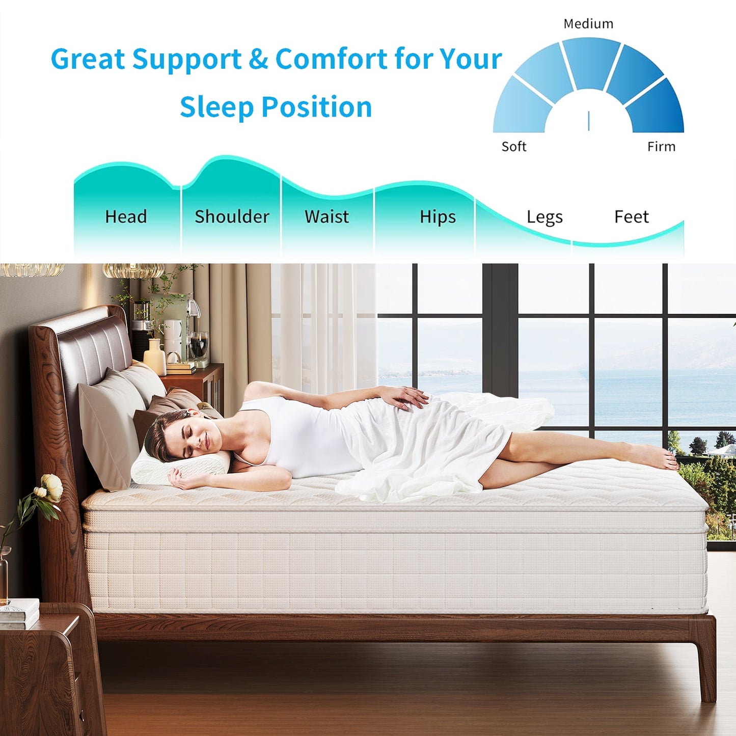 10" Comfort Foam and Pocket Spring Hybrid Mattress, Adult, Queen