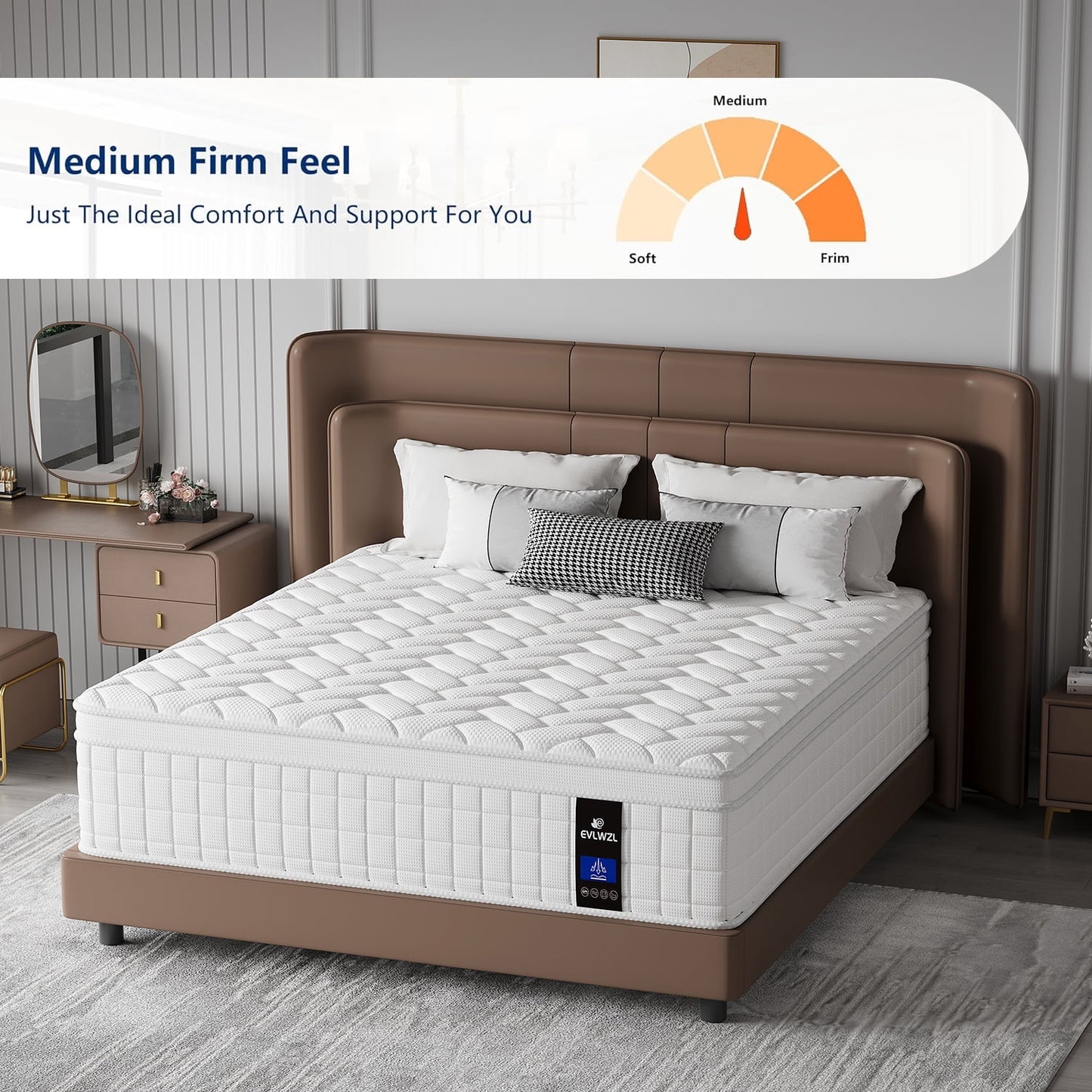 Queen Mattress, 10 Inch Mattress Queen Size, Individual Pocket Spring and Foam Mattress in a Box